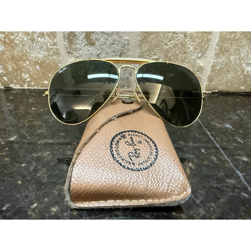 Ray-Ban USA Vintage 1980s B&L Aviator Driver TGM Outdoorsman I Sunglasses & Case